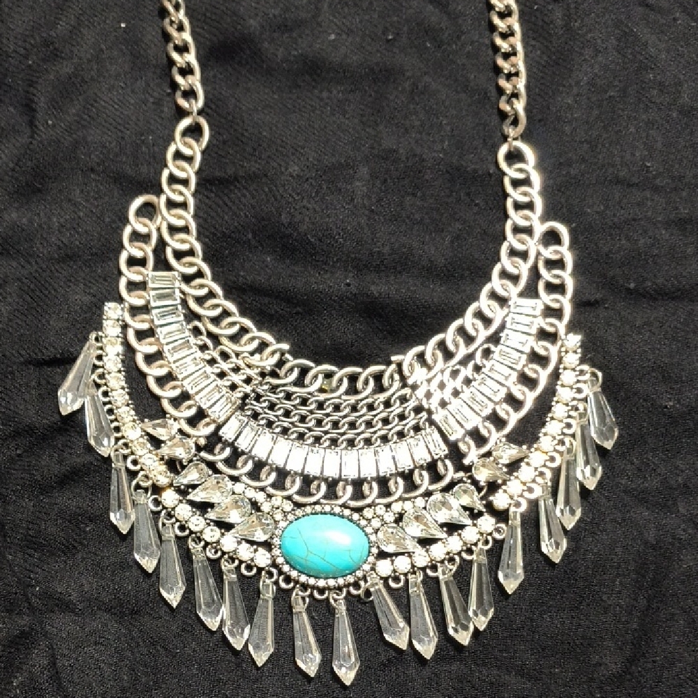 Silver and Turquoise Statement Necklace